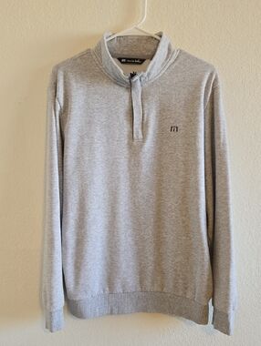 Travis Mathew Light Gray Quarter-Zip Pullover Sweater - Medium